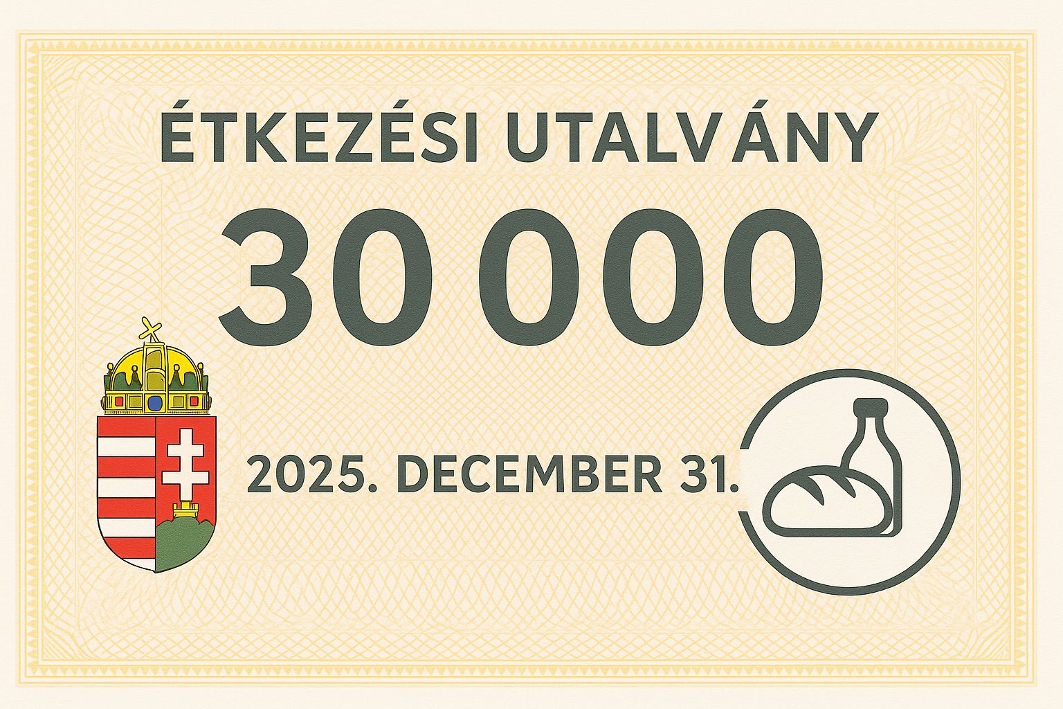 30 ezer forintos állami élelmiszer-utalvány átvétel